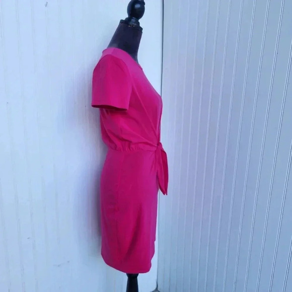 Express Tie Front T-Shirt Dress Tee Stretch Mini Short Sleeve Comfy Beach Pink S - Picture 7 of 14